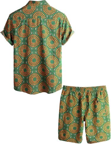 VATPAVE Mens Floral Hawaiian Shirts Short Sleeve Button Down Beach Shirts Suits in Saudi Arabia