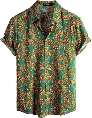 VATPAVE Mens Floral Hawaiian Shirts Short Sleeve Button Down Beach Shirts Suits in Saudi Arabia