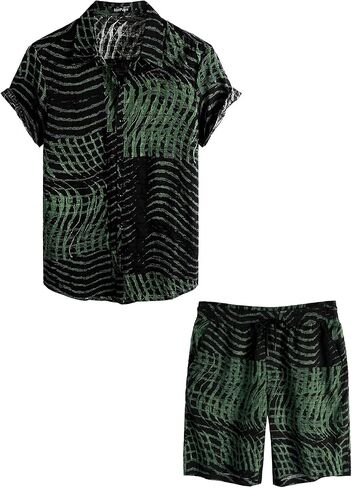 VATPAVE Mens Floral Hawaiian Shirts Short Sleeve Button Down Beach Shirts Suits in Saudi Arabia