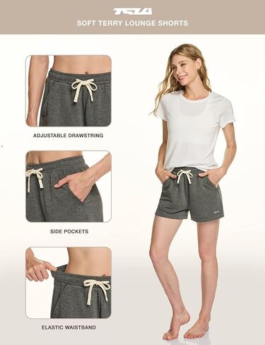شورت TSLA نسائي بطول 12.7 سم، شورت بيجامة ناعم ومريح للنوم، شورت كاجوال بخصر مطاطي مع جيوب in Kuwait