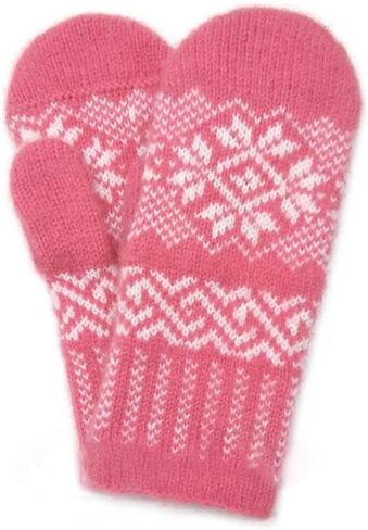 Women's Wool Mittens Winter Warm Gloves Pink in Kuwait