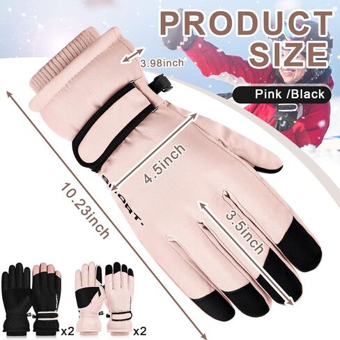 4 Pair Winter Ski Snow Gloves for Women Men Youth Touchscreen Waterproof Hand Warming Gloves in Saudi Arabia