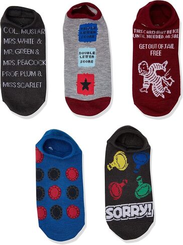 Hasbro Board Games Womens 5 Pack No Show Casual Sock، أسود، 9-11 US in Saudi Arabia