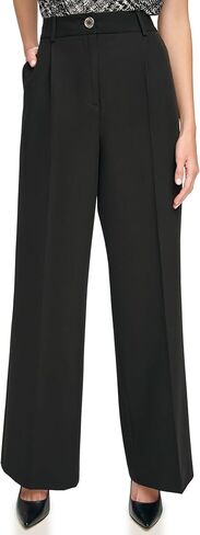Tommy Hilfiger Women's Full Length Wide Leg Trouser, Black, 12 in Saudi Arabia