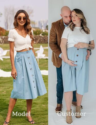 Naggoo Front Button Skirt for Summer Chiffon Floral Yellow Women Skirts with Pockets Medium in Kuwait