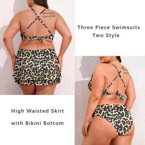 أطقم بيكيني مقاس كبير برقبة على شكل حرف V للنساء بدلات استحمام عالية الخصر مكونة من 3 قطع ملابس سباحة للتحكم في البطن in Kuwait