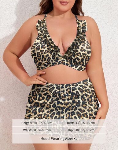 أطقم بيكيني مقاس كبير برقبة على شكل حرف V للنساء بدلات استحمام عالية الخصر مكونة من 3 قطع ملابس سباحة للتحكم في البطن in Kuwait