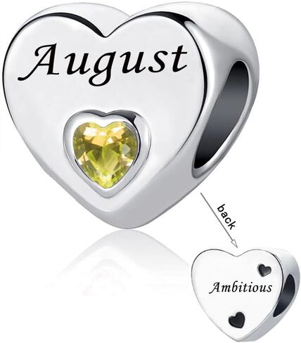 Birthstone Heart Charm January-December 12 Months Happy Birthday Charm Bead Compatible with Pandora Charms Bracelets for Family Grandma Mom in Kuwait