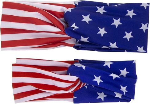 LABANCA 4 Pack 4th of July Headband Head Band Wrap American Flag Print Elastic Cloth Hairbands Bandana (4 Pcs) in Kuwait