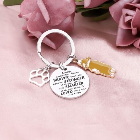 AKTAP Welsh Corgi Dog Keychain Corgi Lover Jewelry for Dog Mom Dog Dad Always Remember You’re Braver Than You Believed (Corgi Remember Keychain) in Saudi Arabia