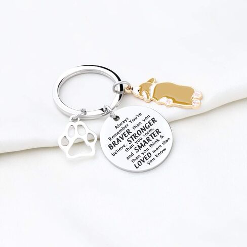 AKTAP Welsh Corgi Dog Keychain Corgi Lover Jewelry for Dog Mom Dog Dad Always Remember You’re Braver Than You Believed (Corgi Remember Keychain) in Saudi Arabia
