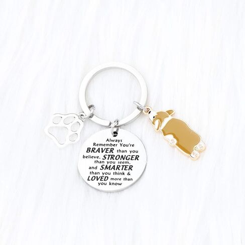 AKTAP Welsh Corgi Dog Keychain Corgi Lover Jewelry for Dog Mom Dog Dad Always Remember You’re Braver Than You Believed (Corgi Remember Keychain) in Saudi Arabia