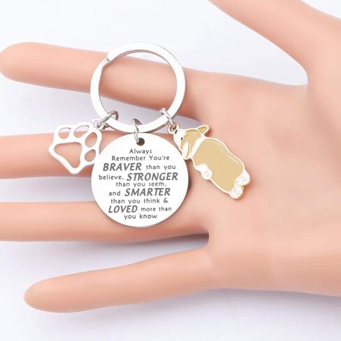 AKTAP Welsh Corgi Dog Keychain Corgi Lover Jewelry for Dog Mom Dog Dad Always Remember You’re Braver Than You Believed (Corgi Remember Keychain) in Saudi Arabia