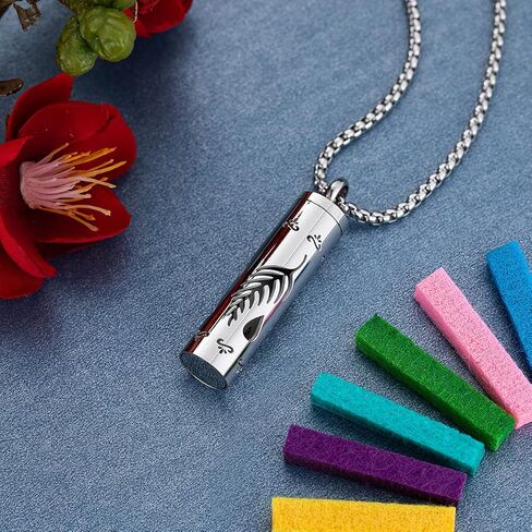 LUV-SPOT Top Essential Oils Diffuser Necklace Set with 2 Pendants, 316L Stainless Steel Couple Necklaces with Green Leaf Hollow Pattern in Kuwait