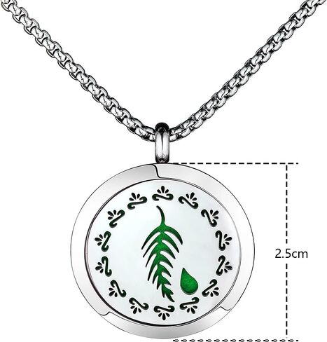 LUV-SPOT Top Essential Oils Diffuser Necklace Set with 2 Pendants, 316L Stainless Steel Couple Necklaces with Green Leaf Hollow Pattern in Kuwait