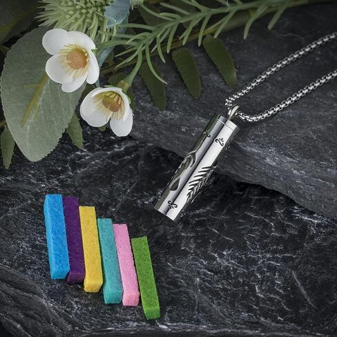 LUV-SPOT Top Essential Oils Diffuser Necklace Set with 2 Pendants, 316L Stainless Steel Couple Necklaces with Green Leaf Hollow Pattern in Kuwait