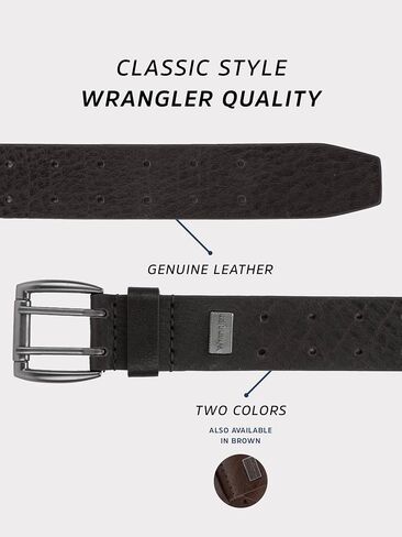 Wrangler Men’s Logo Ornament Casual Everyday Belt for Jeans, Khakis in Saudi Arabia