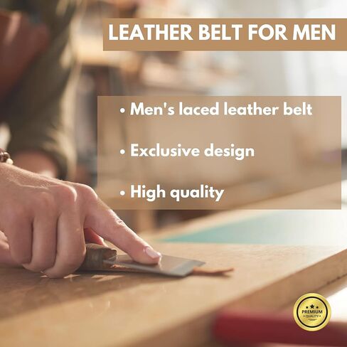 Genérico حزام جلدي للرجال زهور ورموز. سينتو شارو دي كورو لاسيادو. الألوان حزام جلد بني وأبيض. in Kuwait