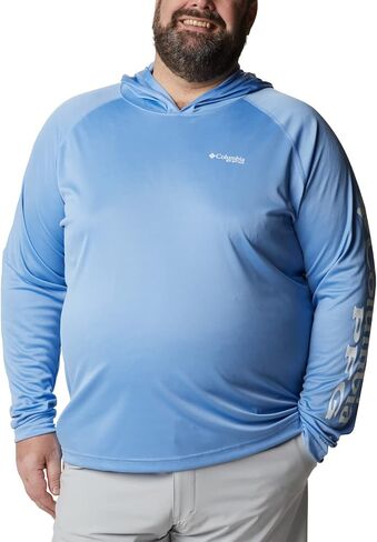 Columbia Men's PFG Terminal Tackle Fishing Hoodie, Breathable, UV Sun Protection, White Cap/White Logo,5X Tall in Saudi Arabia