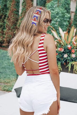 Independence Day Headband Sparkle Rhinestone American Flag Star Patriotic Hairband Crystal Red White Blue 4th of July Headpiece for Women Girls Holiday Party Accessories Decorations in Saudi Arabia
