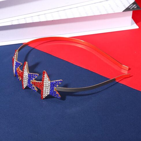 Independence Day Headband Sparkle Rhinestone American Flag Star Patriotic Hairband Crystal Red White Blue 4th of July Headpiece for Women Girls Holiday Party Accessories Decorations in Saudi Arabia