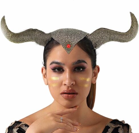 عصابة رأس من CASDRE Ox Horns، عصابة رأس من الذهب الأسود، أغطية رأس قابلة للتعديل، إكسسوارات شعر الهالوين للنساء والفتيات in Kuwait