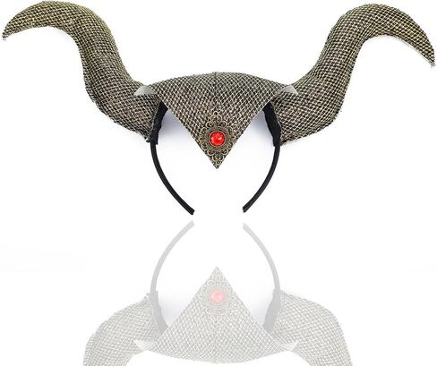 عصابة رأس من CASDRE Ox Horns، عصابة رأس من الذهب الأسود، أغطية رأس قابلة للتعديل، إكسسوارات شعر الهالوين للنساء والفتيات in Kuwait