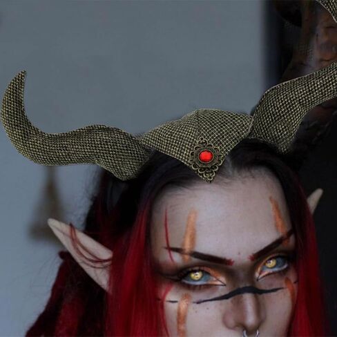 عصابة رأس من CASDRE Ox Horns، عصابة رأس من الذهب الأسود، أغطية رأس قابلة للتعديل، إكسسوارات شعر الهالوين للنساء والفتيات in Kuwait