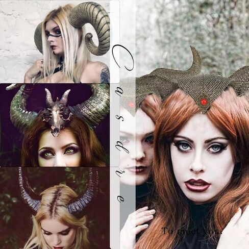 عصابة رأس من CASDRE Ox Horns، عصابة رأس من الذهب الأسود، أغطية رأس قابلة للتعديل، إكسسوارات شعر الهالوين للنساء والفتيات in Kuwait