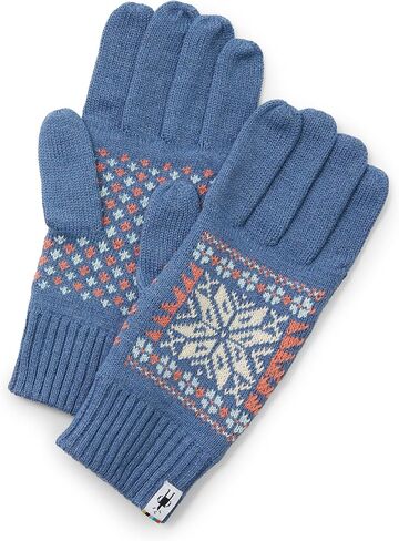 قفاز Smartwool Fairisle Snowflake | قفازات شتوية من صوف ميرينو للرجال والنساء، لون أزرق هيذر، مقاس واحد in Saudi Arabia