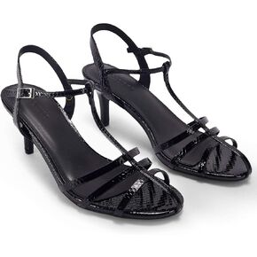 Coutgo Womens Kitten Heeled Sandals Ankle Buckle T-Strap Heels Gladiator Dress Shoes