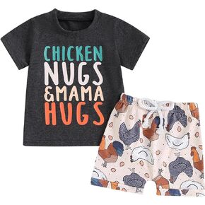 Ledy Champswiin Toddler Baby Boy Farm Outfits Short Sleeve Embroidery Tops Casual Shorts Summer Two Pieces Clothes Set