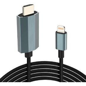 [Apple MFi Certified] Lightning to HDMI Digital AV Adapter, 6 FT HDTV Cable Compatible with iPhone, iPad, iPod 1080P Digital AV Sync Screen Connector on HDTV Monitor Projector-NO Need Power Supply