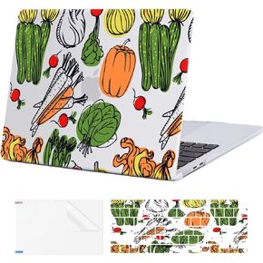 EooCoo Case Compatible with MacBook Air 13 inch 2024 2023 2022 M3 M2 A3113 A2681, Cute Air 13.6" Laptop Hard Shell Case + Keyboard Skin Cover + Screen Protector, Vgetables