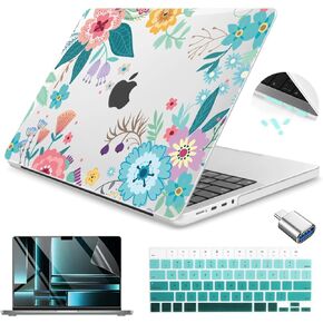 Teryeefi for MacBook Pro 14 inch Case M3 M2 M1 2021-2023 Release Fits Model A2992,A2918,A2779,A2442, Laptop Protective Hard Shell Cover with Keyboard Cover & Type C Adapter, Mountain Line