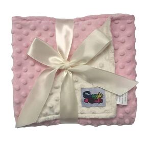 Reversible Unisex Children's Soft Baby Blanket Minky Dot (Choose Color) (Pink/Cream)