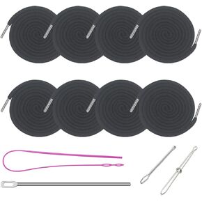 8 Pieces 66 Inches XL Lengthened Drawstring Cords Replacement Drawstrings with 4 Pieces Easy Threaders for Sweatpants Shorts Pants Jackets Coats (Black+Grey)