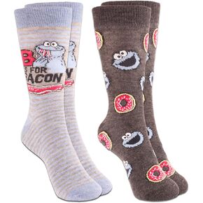 SCREEN LEGENDS Sesame Street Socks Adult Set - Bundle with 2 Pairs of Elmo and Cookie Monster Socks Adult Socks for Men Size 6.5-12 and More | Sesame Street Sock Gift Set