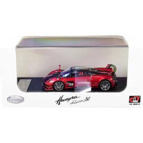 Pagani Huayra Roadster BC Red Metallic and Carbon with Red and White Stripes 1/64 Diecast Model Car by LCD Models 64011 r, LCD64011r