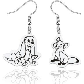 WSNANG Cartoon Fox and Hound Earrings Gift Cartoon Movie Merchandise Gift for Fans Cartoon Cosplay Jewelry