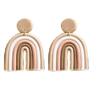 Vintage Handmade Colorful Rainbow Soft Clay Dangle Earrings Boho Lovely Candy Pendant Drop Earrings for Women