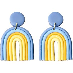 Vintage Handmade Colorful Rainbow Soft Clay Dangle Earrings Boho Lovely Candy Pendant Drop Earrings for Women