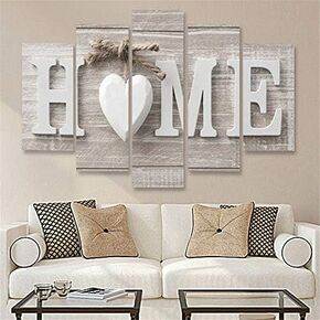 NARIRE Home Decoration Creative "HOME" Warm Text Pattern Wall Pendant Home Gift (No Frames)