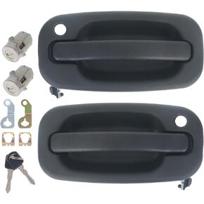 Exterior Door Handles with Locks Front for Chevy Silverado GMC Sierra Suburban Avalanche 1500 2500 3500 Classic 15034985, 15034986, 15298924 (Front Left & Right with Locks)