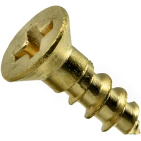 014973125615 Phillips Flat Wood Screws, 4 x 3/8, Piece-100, brass