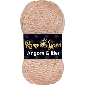 Angora Glitter Yarn | #2 Fine, Sport (USA), 3 Ply (UK) | Sparkle Yarn for Knitting and Crochet (1 Pack, 845 Dark Cream)