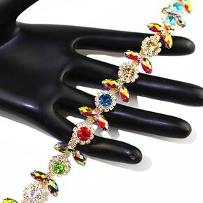 Rhinestone Trim for Craft Rhinestones Sewing Clothes DIY Craft Projects Weddings Parties Jewelry Rhinestone Decorations (ML057-gold)