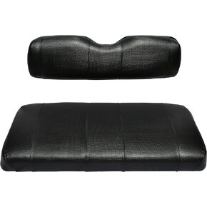 EZGO TXT Replacement Golf Cart Seat Cover Staple On Installation - 2 Piece - Premium Marine Vinyl - 5 Panel Stitching - Two-Tone (White)
