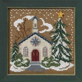 Country Church Beaded Counted Cross Stitch Kit Mill Hill 2006 Buttons Beads Winter MH146302
