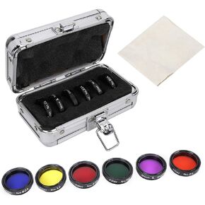 1.25 inches Telescope Moon Filter,6 Pcs 1.25inch Colorful Telescope Filter Kit with Storage Box for Telescopes Eyepieces
